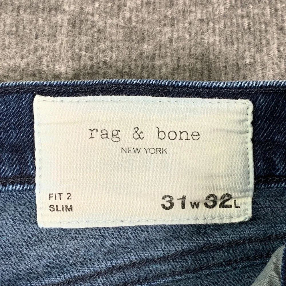 Rag & Bone Fit 2 Slim Jeans Men 31x27 Button Fly Pants Stretch Huston Cashmere
